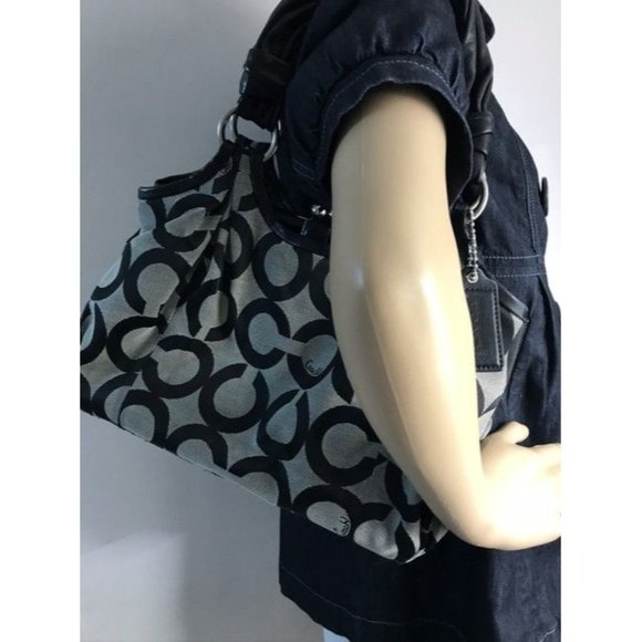 Coach Triple Compartment Style Large Blackgray Fabric Tote - Picture 6 of 10